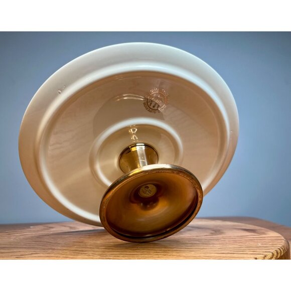 Hall China Jewel Tea Autumn Leaf Cake Plate Stand with Metal Candlestick Base - Picture 4 of 11